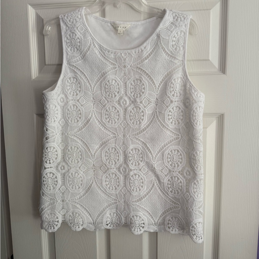 Adiva White Embellished Tank Top